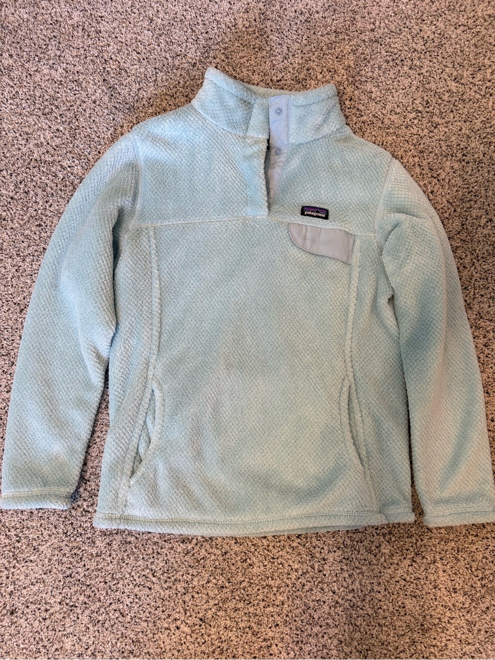 Patagonia Light Aqua Fuzzy Fleece Pullover